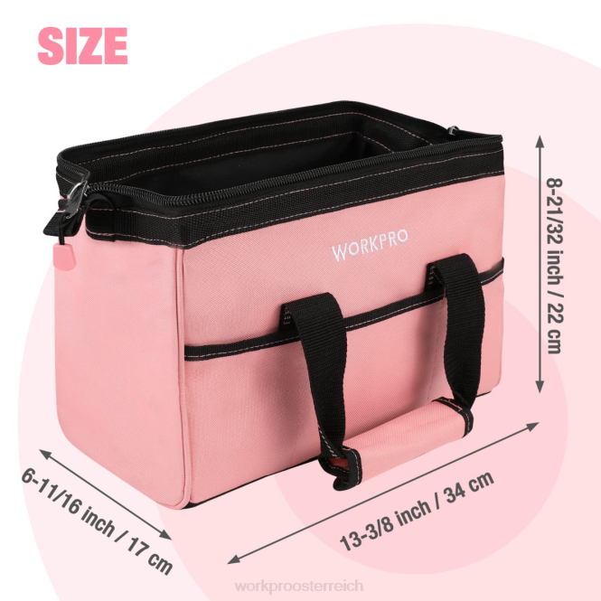 13-Zoll-Werkzeugtasche, Werkzeugaufbewahrungstaschen aus weichem Stoff WORKPRO V02J29 Rosa Lagerung