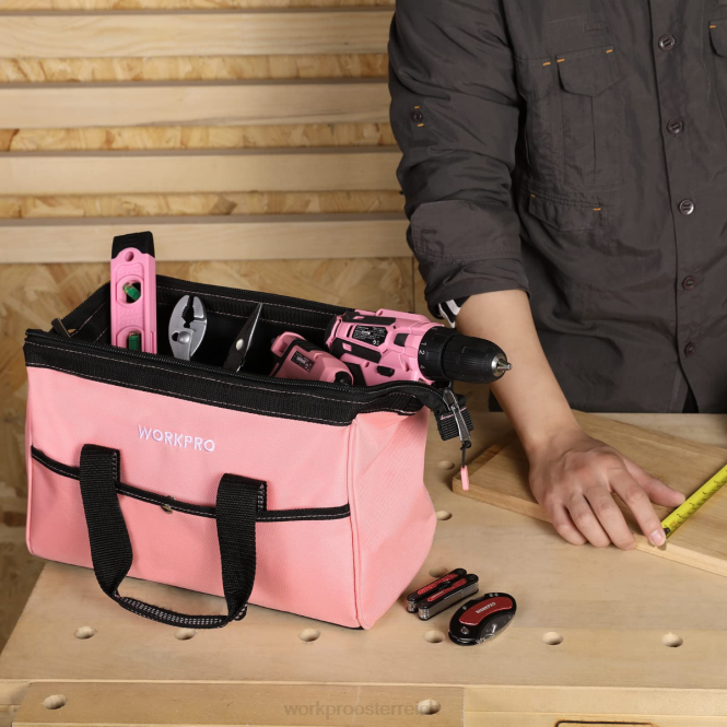 13-Zoll-Werkzeugtasche, Werkzeugaufbewahrungstaschen aus weichem Stoff WORKPRO V02J29 Rosa Lagerung