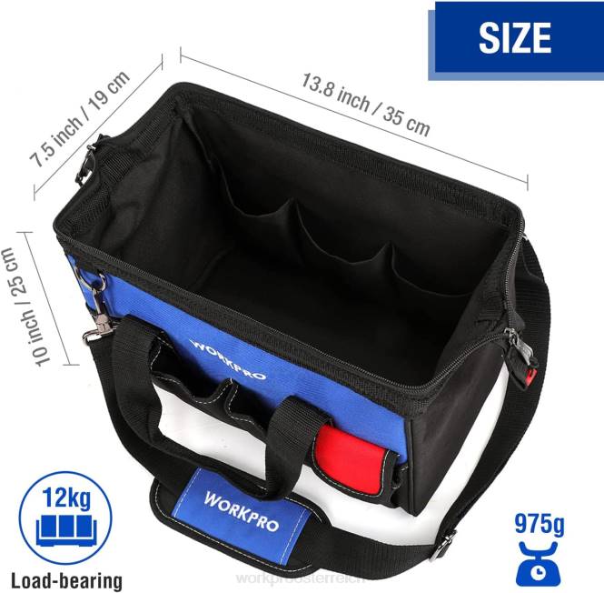 14-Zoll-Werkzeugtasche, Werkzeug-Organizer mit mehreren Taschen und verstellbarem Schultergurt WORKPRO V02J31 nützlich Lagerung