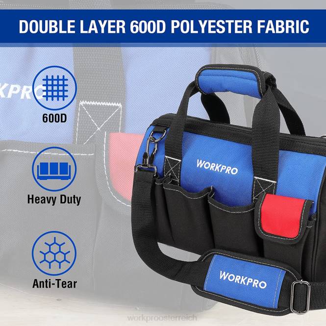 14-Zoll-Werkzeugtasche, Werkzeug-Organizer mit mehreren Taschen und verstellbarem Schultergurt WORKPRO V02J31 nützlich Lagerung