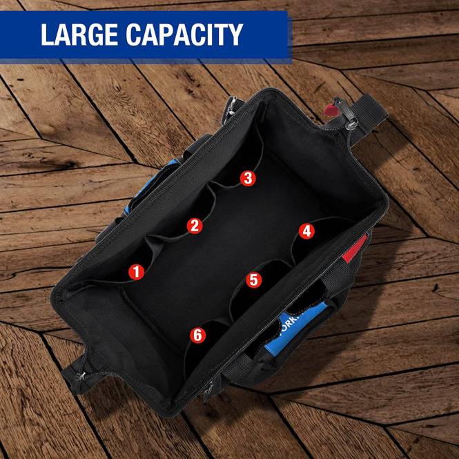 14-Zoll-Werkzeugtasche, Werkzeug-Organizer mit mehreren Taschen und verstellbarem Schultergurt WORKPRO V02J31 nützlich Lagerung