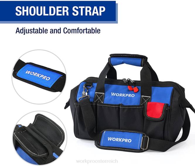 14-Zoll-Werkzeugtasche, Werkzeug-Organizer mit mehreren Taschen und verstellbarem Schultergurt WORKPRO V02J31 nützlich Lagerung