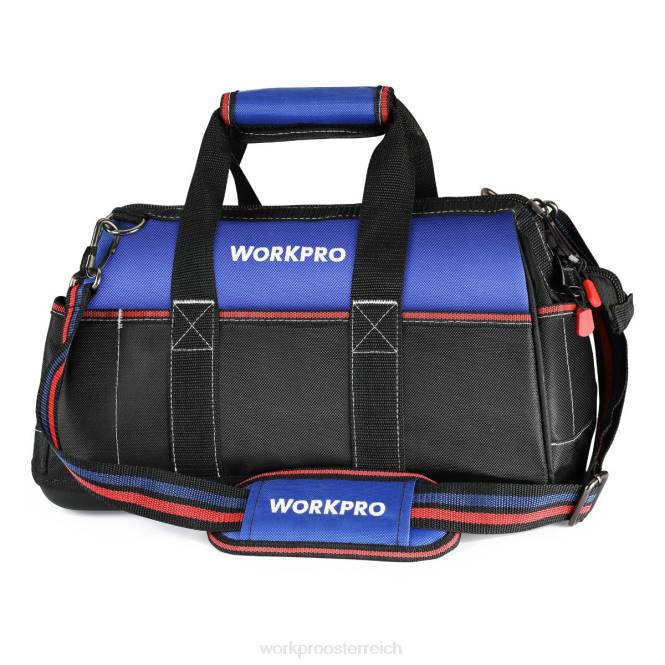 16-Zoll-Werkzeugtasche mit breiter Öffnung, strapazierfähige Werkzeugaufbewahrungstasche aus Stoff mit wasserfestem, geformtem Boden und verstellbarem Schultergurt WORKPRO V02J24 hilfreich Lagerung
