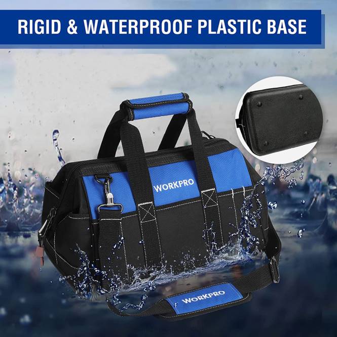16-Zoll-Werkzeugtasche mit breiter Öffnung und wasserfestem, geformtem Boden WORKPRO V02J34 nützlich Lagerung