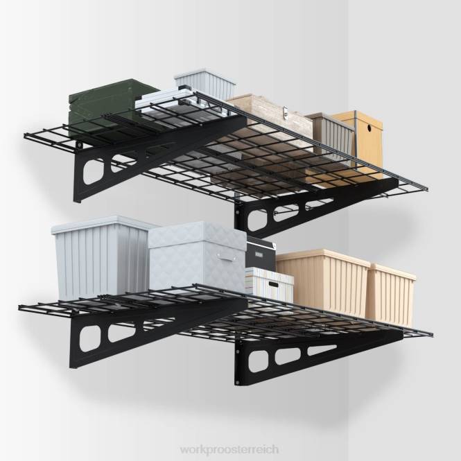 2er-Pack 2 x 4 Fuß schwere Garagen-Wandregale, 400 Pfund Tragkraft (insgesamt) WORKPRO V02J14 Schwarz Lagerung