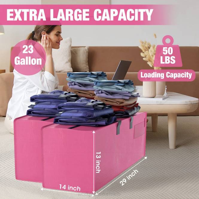 6er-Pack extra große, robuste Transporttaschen mit Reißverschlüssen und Tragegriffen, Rucksackgurten WORKPRO V02J142 Pink Blau Lagerung