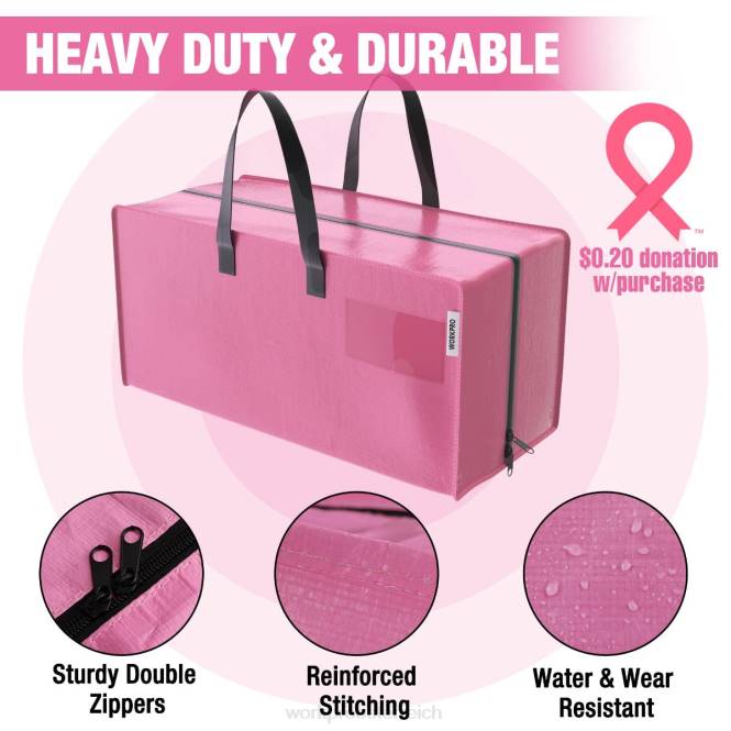 6er-Pack extra große, robuste Transporttaschen mit Reißverschlüssen und Tragegriffen, Rucksackgurten WORKPRO V02J142 Pink Blau Lagerung