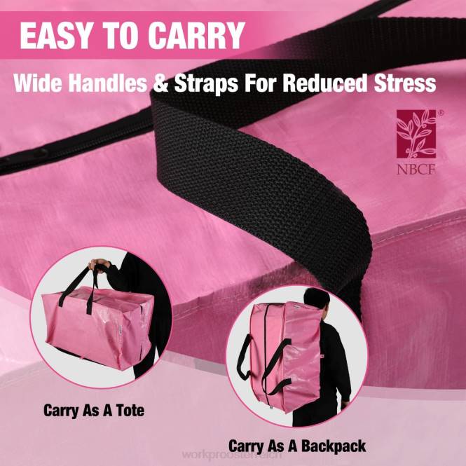 6er-Pack extra große, robuste Transporttaschen mit Reißverschlüssen und Tragegriffen, Rucksackgurten WORKPRO V02J142 Pink Blau Lagerung