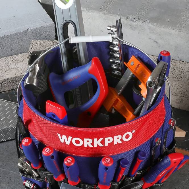 Eimer-Werkzeug-Organizer mit 51 Taschen (Werkzeuge ausgenommen) WORKPRO V02J20 hilfreich Lagerung