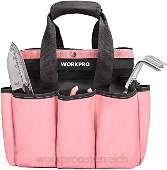 Garten-Werkzeugtasche, Garten-Aufbewahrungstasche mit 8 Taschen, Heim-Organizer für die Gartenarbeit im Innen- und Außenbereich WORKPRO V02J256 rosa/grün Lagerung