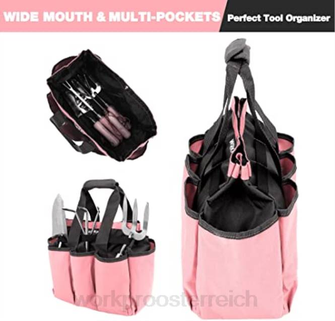 Garten-Werkzeugtasche, Garten-Aufbewahrungstasche mit 8 Taschen, Heim-Organizer für die Gartenarbeit im Innen- und Außenbereich WORKPRO V02J256 rosa/grün Lagerung