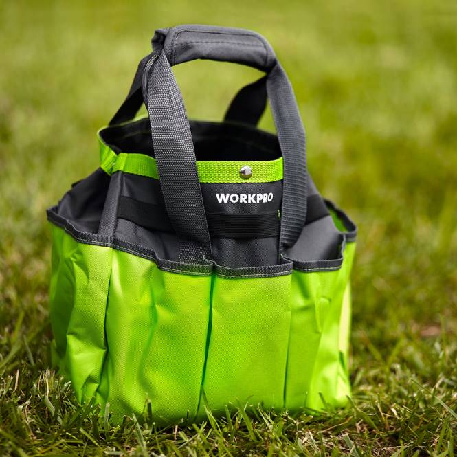Garten-Werkzeugtasche, Garten-Aufbewahrungstasche mit 8 Taschen, Heim-Organizer für die Gartenarbeit im Innen- und Außenbereich WORKPRO V02J256 rosa/grün Lagerung