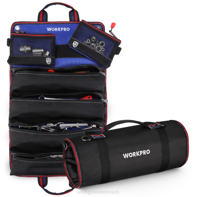 Robuster Werkzeug-Rolltaschen-Organizer mit 6 Taschen und abnehmbaren Werkzeugtaschen WORKPRO V02J32 neu Lagerung