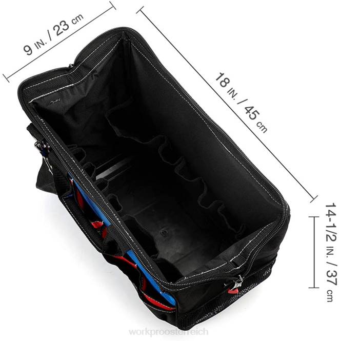 Werkzeugtasche, oben geschlossen, breites Staufach mit wasserdichtem Boden und verstellbaren Schultergurten WORKPRO V02J30 morden Lagerung