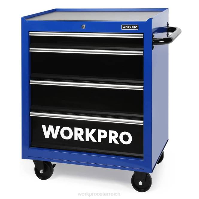 Werkzeugtruhe mit 4 Schubladen, rollender 26-Zoll-Werkzeugschrank aus Metall mit Rollen, Verriegelungssystem, Schubladeneinsatz, 450 Pfund Tragkraft WORKPRO V02J17 morden Lagerung